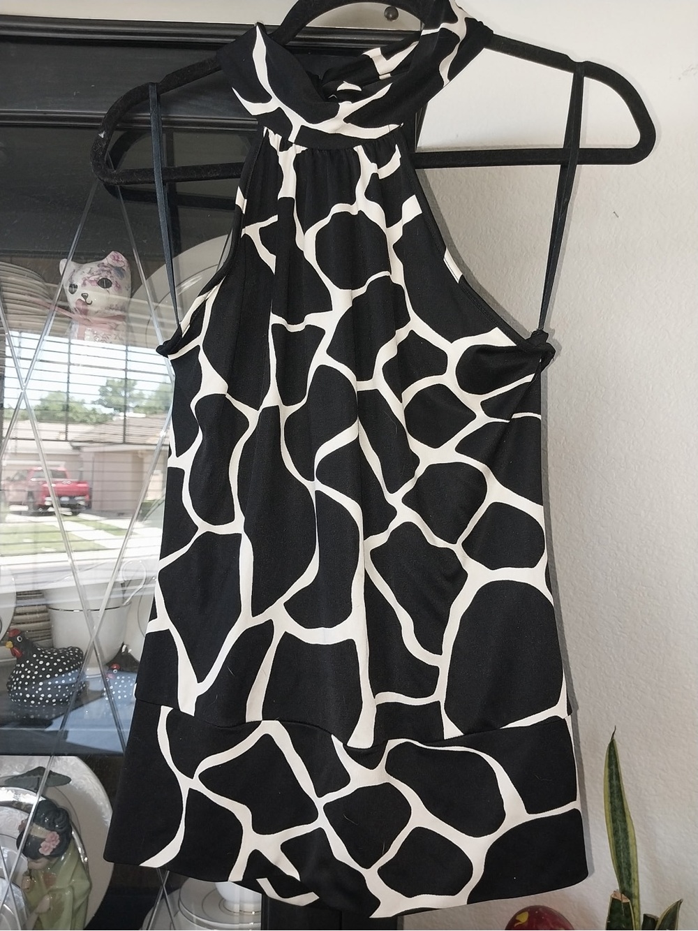 White House Black Market Black and White Halter Mini Dress